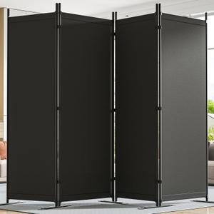 Room Divider 6FT Tall Folding Privacy Partition Screen, 88'' W Portable Wall Divider for Room Separation, Freestanding 4 Panel Room Divider Panel Privacy Screen for Dorm Studio Office, Black