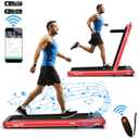 SuperFit 4.75HP 2 In 1 Folding Treadmill W/Remote APP Control, Red