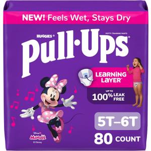 Pull-Ups Girls' Potty Training Pants, Size 5T-6T Training Underwear (46+ lbs), 80 Count