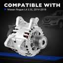23100-4BA0A Alternator Compatible with Nissan Rogue X-Trail 2.5L L4 2014 2015 2016 2017 2018, Replace 23100-4BA0B 11648 11648N TG12C152, 120A 12V 6-groove CW pulley