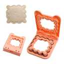 Wavy Square Sandwich Cutter and Sealer for Kids Lunch - Leak-Proof Design & Dishwasher Safe, Stainless Steel Blades for Bento Box, Party Snacks (Pink)