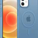 FNTCASE for iPhone 12 Phone Case: for iPhone 12 Pro Magnetic Matte Textured Military Grade Drop Protection Translucent Cell Phone Cover - Slim Durable Shockproof Protective Bumper (Light Blue)