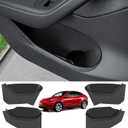 4PCS Door Side Storage Box for Tesla Model Y 2021-2024 (Only Fit Suede Surface Door Side) Upgraded Silicone Organizer Front and Rear Slot Pockets Protector (Not Fit 2025 Model Y Juniper)