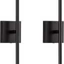 KDG Cordless Wall Sconces Set of 2, Wireless 7000mAh Rechargeable Battery Operated LED Wall Lamps with Remote, 360° Rotate Lightings for Wall Painting, Bedroom, Hallway, Night Light 23.6 inch (Black)