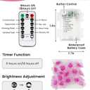 Cherry Blossom Flower String Lights for Bedroom, Pink Fairy Lights Battery Operated with Remote & 8 Modes & Timer, 10ft 30 LED Waterproof String Light Indoor Outdoor for Wedding Home Christmas Decor