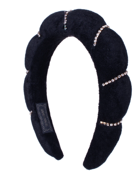 4 x black puffy padded spa headband decorated
