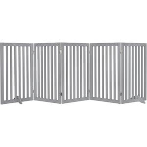 unipaws 36H Free Standing Pet Gate for Dogs and Cats, Tall Wooden Dog Gates for Doorway, Stairs, Dog Room Divider, Foldable Pet Fence for The House, Expandable Barrier, Indoor Use, Grey