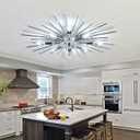 ZGLAOJT Semi Flush Mount 8 Light Ceiling Light Modern Metal Ceiling Lighting Chrome Light Fixture Chandelier for Farmhouse Kitchen Dining Room Bedroom Hallway Living Room