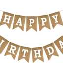 Anwyll Happy Birthday Banner - NO DIY Burlap Happy Birthday Banner Sign Happy Birthdays Party Decoration Happy Birthdays Banners Bunting for Women Men Girl Boy Celebration Party Backdrops (Brown)