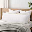 100% Cotton Waffle Weave Body Pillowcase, 1 Pack 20x54 Decorative Body Pillow Cover for Bed Couch Sofa, Neutral Soft Long Cushion Sham Modern Farmhouse Home Decor, White