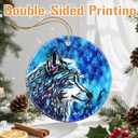 Ceramic-Style Christmas Tree Decorations, Christmas Ornaments, Double-Sided Printed Ornament Keepsakes, Holiday Decor. Xmas Gifts, Gifts for Wolf Lovers - Wolf-Themed