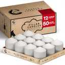 Candle Charisma White Pillar Candles Bulk Pack of 12  (3x3 Inch) Long-Lasting 50-Hour Burn, Dripless & Smokeless  Perfect for Hassle-Free Decor at Weddings, Fall Table Centerpieces & Special Events