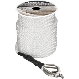 Marine System Made Nylon 3 Strand Anchor/Rigging Line Anchor Rope 3/8 Inch 100FT  White (3/8" x 100')