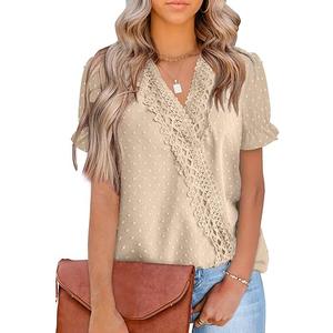 LOLONG Womens Tops Short/Long Sleeve V Neck Chiffon Blouses Dressy Casual Pom Poms Shirts Size XL