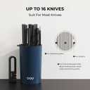 OOU Universal Knife Block Holder - Round Kitchen Knife Storage Unique Slot Design to Protect Blades, Space Saver Knife Organizer Detachable for Easy Cleaning, Blue