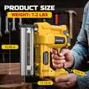Cordless 2" Brad Nailer Compatible with Dewalt 20V Battery (No Battery), 2-in-1 Electric Nail /Staple , 18 Gauge Nail Battery Powered with 1000 Nails for Wood Carpentry, 7.2LB