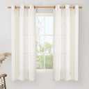 LAMIT Linen Semi Sheer Curtains 63 Inch Length 2 Panels, Light Filtering Neutral Window Bedroom Curtains Farmhouse Boho Bronze Grommet Drapes for Living Room/Dining Room, Cream, 34 x 63 Inch