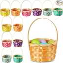 Remerry 12 Pcs Mini Woven Baskets Bulk with Handles, Colorful Small Woven Baskets for Crafts, Tiny Gift Basket for Party Favors, DIY Crafts, Spring Decor, Easter Egg Hunt