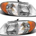 2001-2007 Dodge Caravan Headlight Assembly for 01-07 Dodge Caravan /01-03 Chrysler Voyager /01-04 Chrysler Town and Country /05-07 Town & Country (Fits Base Model ONLY) (OE Replacement, Chrome Housing Amber Reflector)