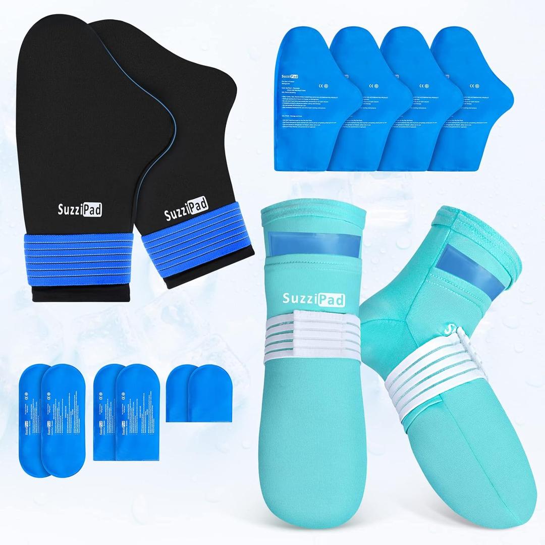 SuzziPad Cold Gloves and Socks for Chemotherapy, Chemo Ice Packs for Hands and Feet, Cooling Care Package for Women and Men, L
