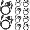 Case of 10,Walkie Talkie Earpiece with Mic 2 Pin D-Type Headset for Walkie-Talkie Compatible with Baofeng UV-5R BF-888S H-777 RT22 RT27 RT-5R Kenwood 2 Way Radios (10 Pack)