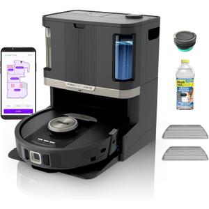 Shark Robot Vacuum & Mop Combo, Power Detect Never Touch Pro, Self-Emptying, Self-Refill with Self-Clean Pad Wash & Dry, 60-Day Debris Capacity, 30-Day Refill Tank, 5 Power Detect Technologies, RV2820ZE