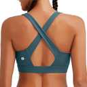 RUNNING GIRL High Impact Sports Bras for Women, High Support Running Strappy Women's Sports Bra with Sewn in Pads (Green, XXL)