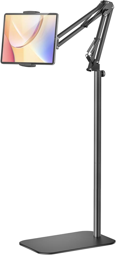 Tablet Floor Stand, 360-Degree Rotatable Metal Tablet Holder Stand, Adjustable Height and Angle iPad Stand, Universal Tablet Holder for iPad/Phone/Kindle/Tabs/E-Readers and all 4.7~12.9 Screen Devices