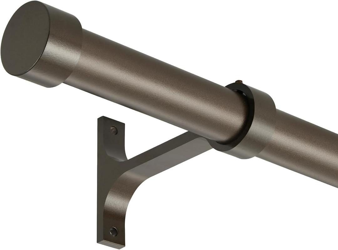 Dark Bronze Curtain Rods for Windows 28-48",1-Inch Adjustable Drapery Rods with Aluminum End Cap and Brackets for Room Divider, Bedroom, Living Room, Kitchen, Bathroom 