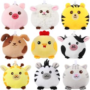 Skylety 9 Pcs Mini Plush Animals Toys Bulk 3.15 Inch Cute Soft Small Stuffed Animal Plush Keychain for Kids Goodie Bag Fillers Birthday Classroom School Prizes Festival Party Favors(Cute Animals)