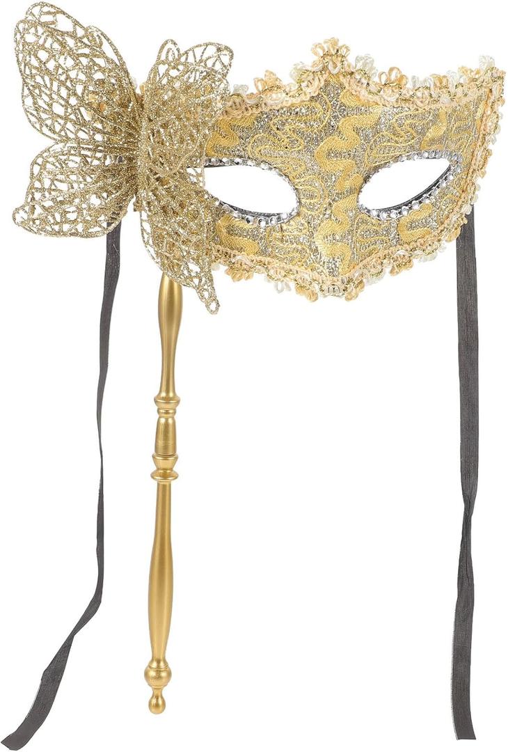 Jojofuny Handheld Masquerade Mask with Stick Gras Masks Fancy Cosplay Costume for Dancing Party Prom Favors Supplies Golden Gras Costume Jojofuny Handheld Masquerade Mask with Stick Gras Masks Fancy Cosplay Costume for Dancing Party Prom Favors Supplies Golden Gras Costume