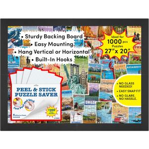 Pack of 2 Funwares 20x27 Puzzle Frame No Glass or Plastic Cover Easy Click Assembly, Lightweight & Glare-Free Display for 1000 Piece Puzzles Hang Vertical or Horizontal, Includes Puzzle Glue Sheets!