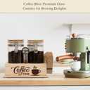 2 x Glass Coffee Canister Set with Shelf & Spoon 2 Piece Coffee Containers for Coffee Bean Storage Airtight Seal, Coffee Bar Accessories Filter Holder for Kitchen Organization