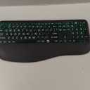 Large Print Backlit Wireless Keyboard  Silent Keyboards with Wrist Rest, 7-Color Light up, Quiet Low Profile Keys, 2.4G Wireless Rechargeable Full Size Keypad for Computer Laptop Windows, Black