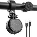 Wind&Moon Electric Bike Bell, 80-130DB Anti-Theft Alarm Adjustable Bike Horn, IPX6 Waterproof with USB Rechargeable Scooter Horn, Bicycle Bell, Warning Horn (Remote Control 4 Tones, 4 Tones, 1 Tone)