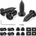LivTee Anti Theft License Plate Screws Set for Securing Frames and Covers, License Plate Bolts, M6 (1/4") Tamper Proof Screws, Caps Cover for Front Rear Frame Holder Mounting (Black-4PCS)