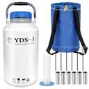 Magula 3L Liquid nitrogen dewar,Liquid Nitrogen Container LN2 Tank Cryogenic Dewar,Aluminum Alloy Semen Tank with 6 Canisters Carry Bag