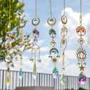 6PCS Crystal Sun Catchers for Windows, Stained Glass Suncatcher Kit with Hanging Crystals, Boho Home Decor, Rainbow Maker for Cottagecore & Whimsical Style