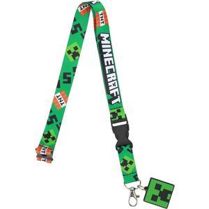 Minecraft Lanyard with Rubber Creeper Face Charm