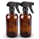 Glass Spray Bottle, Amber Glass Spray Bottle Set & Accessories Refillable for Plants Window Cleaners Aromatherapy Facial Hydration Watering Flowers Hair Care (2 Pack/16 oz) (Amber)