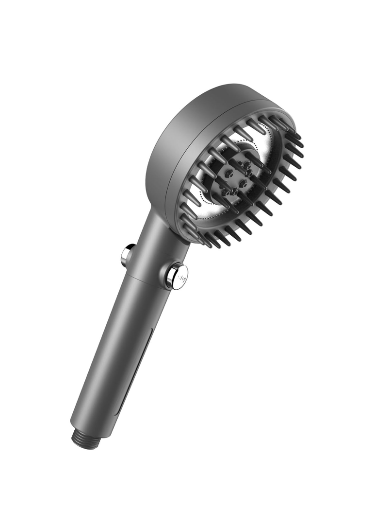 Filtered Shower Head with Handheld, High Pressure 4 Spray Mode Showerhead with Filters, Water Softener Filter Beads for Hard Water with ON/OFF Switch for Pets - Removes Chlorine (Gray) Deep Gray