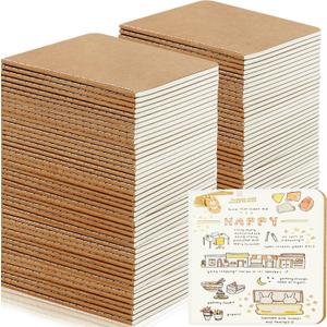 50 Pack Mini Pocket Kraft Notebooks, 4 x 4 Inch Blank Journal Notepad, Small Sketchbook for Writing and Drawing(24 sheets/48 pages)