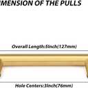 goldenwarm 1 Piece Gold Cabinet Drawer Pulls Kitchen Hardware Brushed Brass Cabinet Handles T Bar Door Pull Knobs 3in Hole Centers, 5in Overall Length