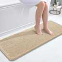 OLANLY Bathroom Runner Rugs 47x17, Extra Soft Absorbent Chenille Bath Rugs, Rubber Backing Quick Dry, Machine Washable Long Bath Mats for Bathroom Floor, Tub and Shower, Home Decor Accessories, Beige