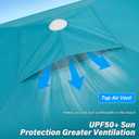Beach Cabana, 6.6'6.6' Portable Beach Canopy with Side Wall, Easy Up UPF 50+ Beach Tent Sun Shelter with Sand Pockets, Waterproof Cabana Umbrella Tent for Family, Backyards, Camping, Blue, 6.6' x 6.6' x 8.17'