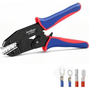 Wire Crimping Tool for Non-Insulated Terminal, AWG 22-6 Ratchet Wire Crimper Tool, Crimping Pliers for Non-Insulated Wire Connector