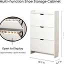 Ultra-Slim Storage Cabinet for Entryway, 6.7 Narrow Organizer with 3 Flip Drawers, Wall-Mount Anti-Tip Design, Modern White Shoe Cabinet(White,45.3" H19.7" W6.7" D)