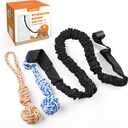 LOOBANI Spring Pole Dog Rope Toys - Tug of War Dog Toy for Pitbull Medium to Large Dogs, Indoor Outdoor Use Bungee Hanging Exercise Ropes Muscle Builder Interactive Toys (Door Hanging Style) (Blue+Orange)