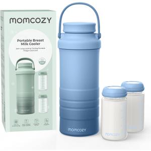 Momcozy 22oz Portable Breast Milk Cooler for Outdoor, Life Saver with 360 Total Cooling for 24 Hours, Larger Capacity Travel Breastmilk Chiller with 2pcs Baby Bottles for Breastmilk Storage