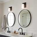 Kalium Wall Sconces Set of Two, Modern Vanity Lights with Double Clear Glass Shade Matte Black Indoor Farmhouse Wall Lights for Bathroom Living Room Bedroom Mirror Hallway Bulb E26 Base (2PCS)